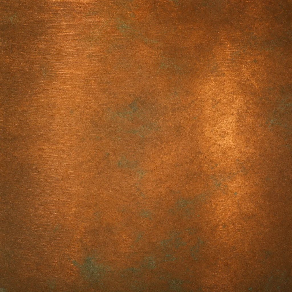 Copper surface with warm tones and developing patina